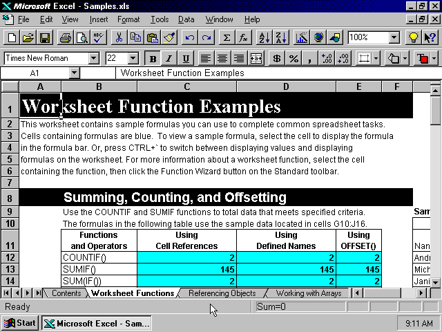 Excel 95 Spreadsheet (1995)